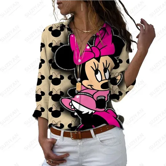 Women's Disney Minnie Mouse Women's Long Sleeve Shirt Casual Elegant