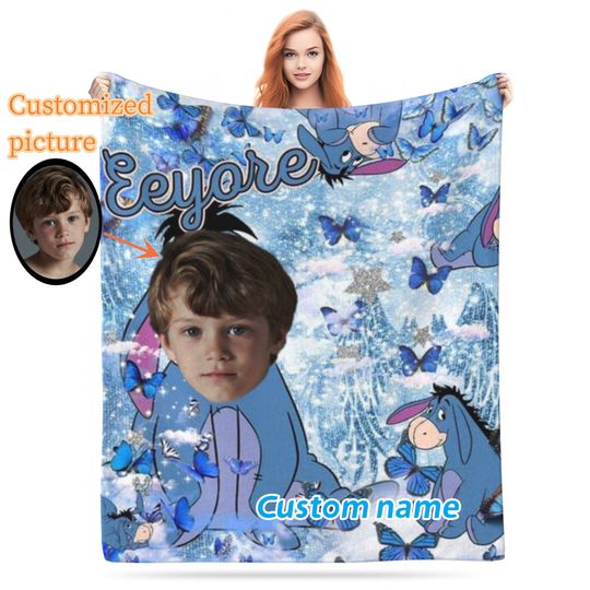 Personalized Winnie The Pooh Eeyore Disney Blanket, Cartoon Blanket