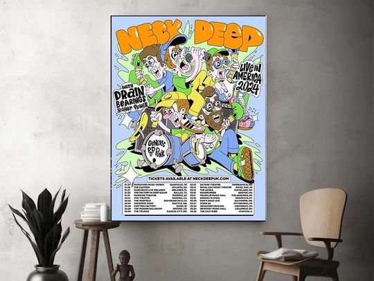 Neck Deep live in America tour 2024 Decor Poster