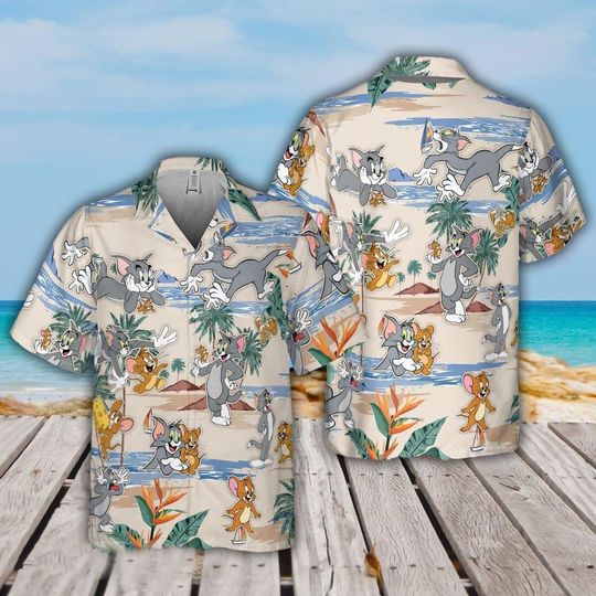 Tom And Jerry 3D Hawaiian, Tom And Jerry Hawaiian Shirt, Tom And Jerry Gifts For Friends.