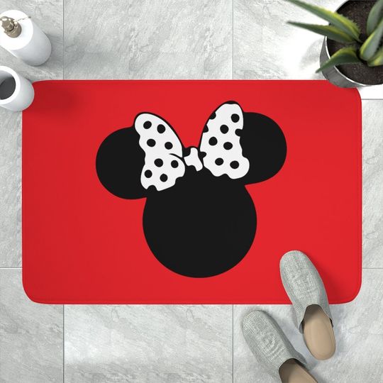 Discover Red Memory Foam Bath Mat / Minnie / Disney Inspired Home Decor