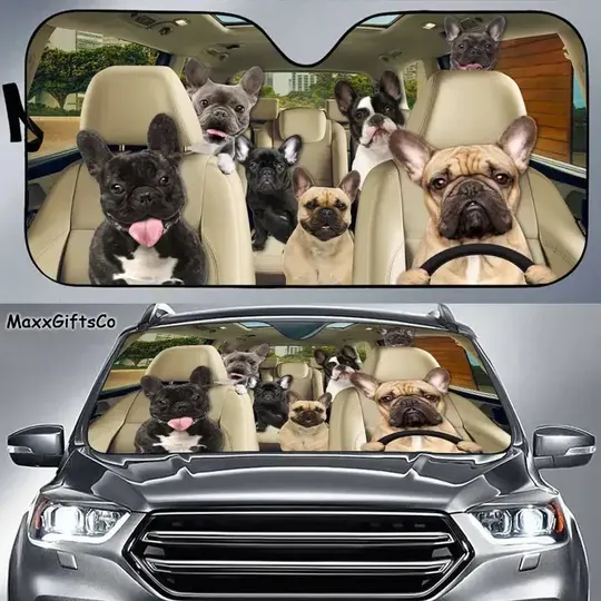 French Bulldog Car Sun Shade, French Bulldog Windshield