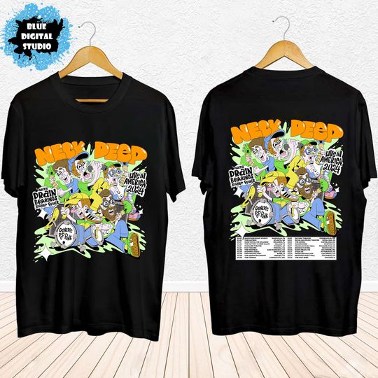 Neck Deep With Drain, Bearings, Higher Power 2024 Tour Shirt, Neck Deep Band Fan Shirt