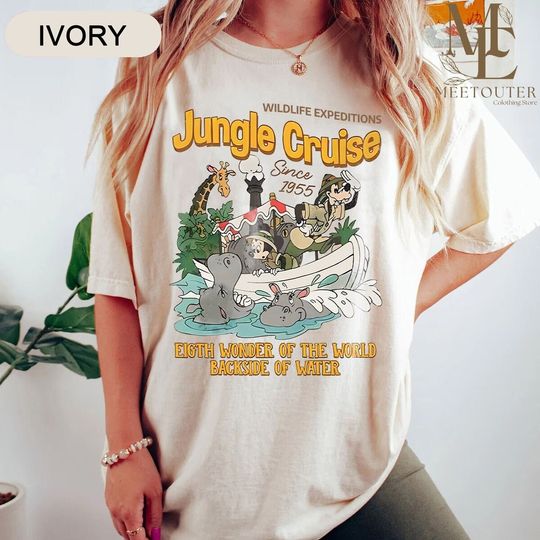 Vintage Mickey and Friends Shirt, Disney Jungle Cruise Ride Backside Of Water