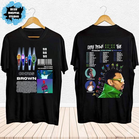 Discover Chris Brown 11:11 Tour 2024 Shirt, Chris Brown Fan Shirt, Chris Brown 2024 Concert Shirt