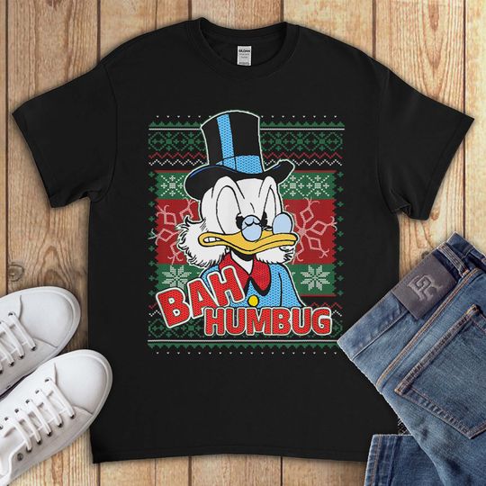 Disney DuckTales Ugly Christmas Sweater Shirt, Funny Bah Humbug Scrooge McDuck Xmas Shirt