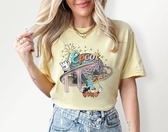 Disney Sorcerer Mickey Epcot Shirt, Vintage Epcot 1982 Shirt