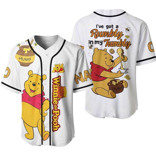 Pooh Bear Baseball Jersey, Winnie The Pooh Jersey, Disney Baseball Shirt