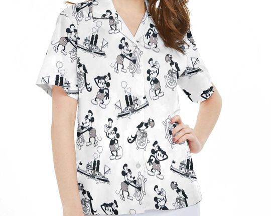 Discover Vintage Mickey Mouse Steamboat Willie 1929 Hawaiian Shirt, Funny Disney Hawaii Shirt, Family Summer Trip Disneyland Outfits, Disney Birthday