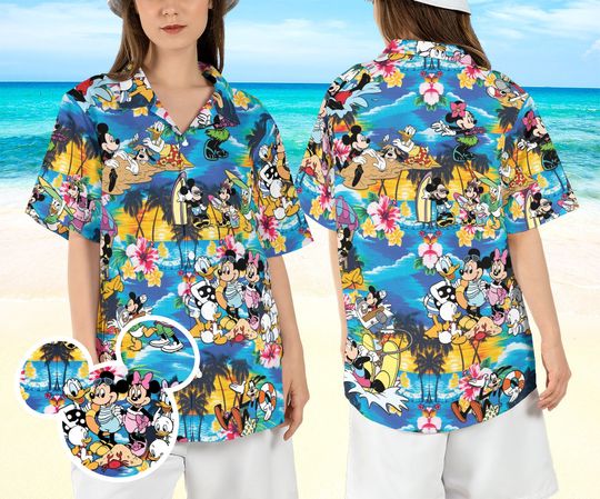 Discover Mickey and Friends Beach Hawaiian Shirt, Disneyland Summer Hawaii Shirt