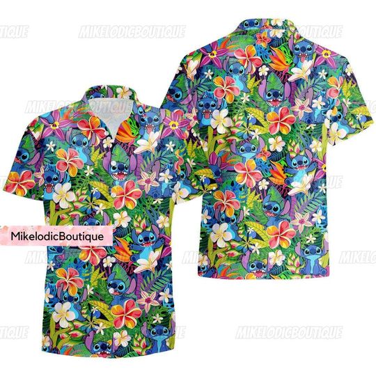 Discover Stitch Button Shirt, Stitch Hawaiian Shirt, Stitch Aloha Hawaiian Shirt