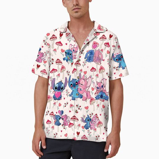 Stitch and Angel Hawaiian Shirt, Disney Stitch Hawaiian Shirt