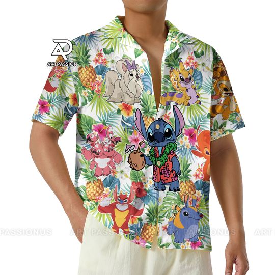 Discover Stitch and Friends Hawaii Shirt, Stitch Hawaiian Shirt