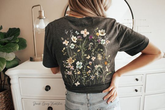 Discover Pressed Flowers Back Print Tshirt