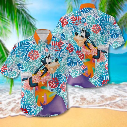 Discover Retro Funny Dog 3D Hawaiian Shirt, Dog And Leaves Theme Hawaiian Shirt