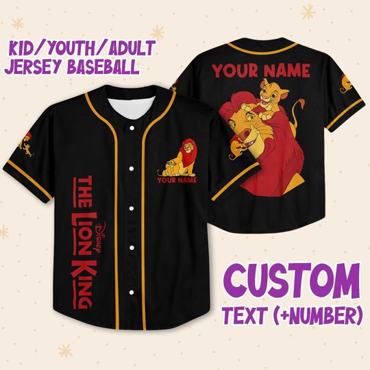 Personalized The Lion King Mufasa Simba Dad And Son Disney Baseball Jersey, Disney Jersey
