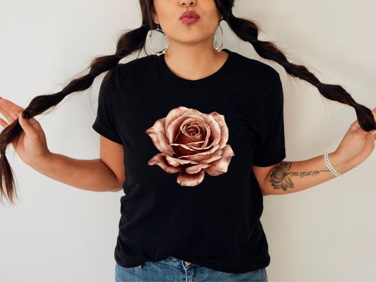 Rose Gold Rose T-Shirt, Rose Shirt, Flower Shirt