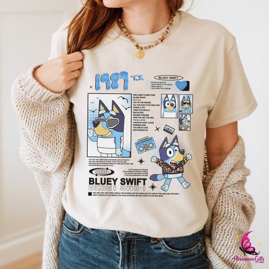 BlueyDad 1989 TS Eras Tour Shirt, BlueyDad Family Shirt, BlueyDad Cartoon Shirt