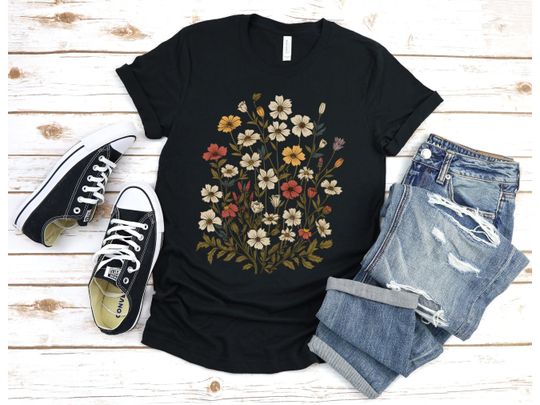 Discover Wildflower Shirt, Floral T-shirt, Vintage Botanical T-Shirt
