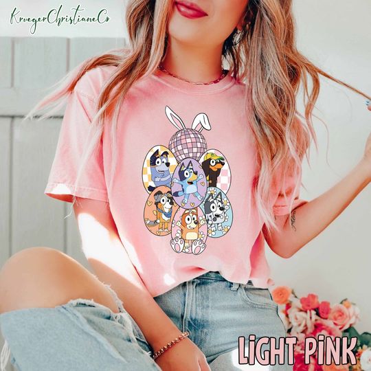 Discover Bunny Blue Easter Day T-shirt, Cute Blue And Bingo Shirt, Easter Kids Shirt