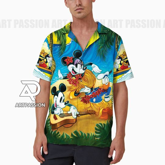 Disney Summer Vacation Mickey Mouse and Minnie Mouse Hawaiian Shirt