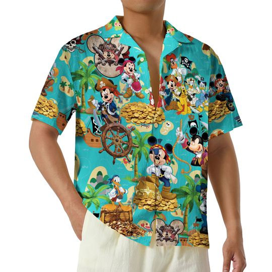 Discover Mickey and Friends Treasure Hunter Hawaiian Shirt, Disney Pirates
