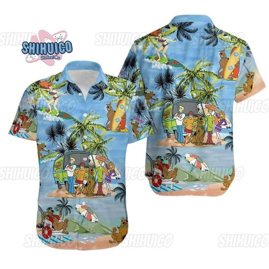 Scooby Doo Hawaiian Shirt, Scooby Doo Button Shirt, Scooby Doo Aloha Shirt