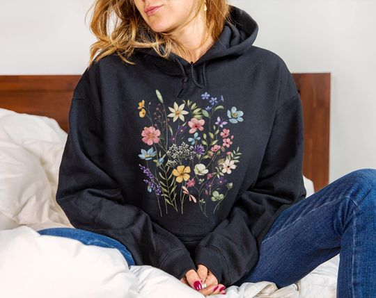 Discover WildFlowers Hoodie, Boho Wildflowers Hoodie, Gift for Women