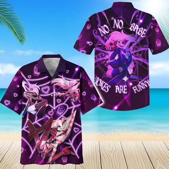 Hazbin Hotel Hawaiian Shirt, Hazbin Hotel Button Shirt, Hazbin Hotel Aloha Shirt