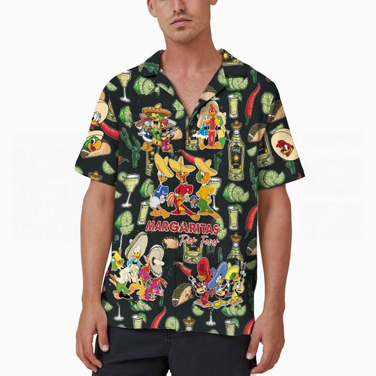 Retro Disney Epcot Hawaiian Shirt, Mickey and Friends Button Up Shirt