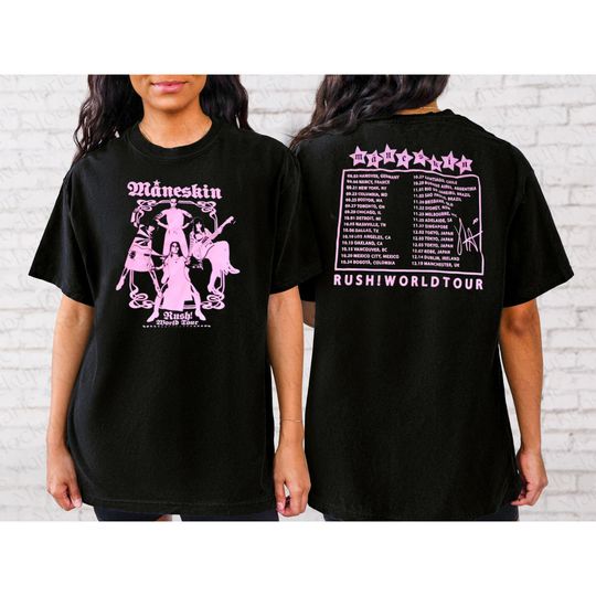 Discover Maneskin Band Music Shirt, Rush! World Tour Shirt, Rock Concert Retro Gift