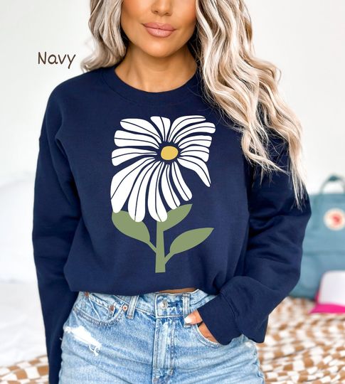 Boho Daisy - Flower Sweatshirt, Botanical Sweatshirt