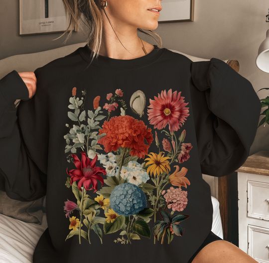 Discover Boho Cottagecore Sweatshirt, Floral Sweatshirt