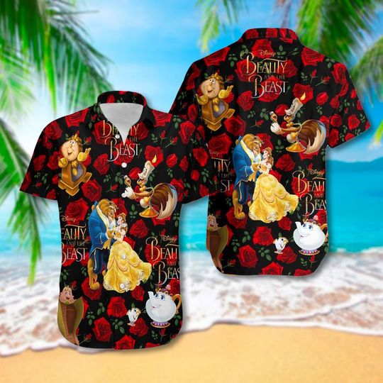 Discover The Beauty And Her Monster Lover 3D All Over Printed Hawaiian Shirt