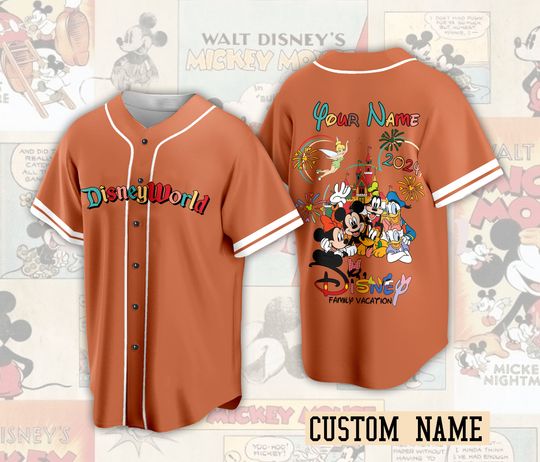 Custom Retro Disneyland Baseball Jersey Disney Vacation Matching