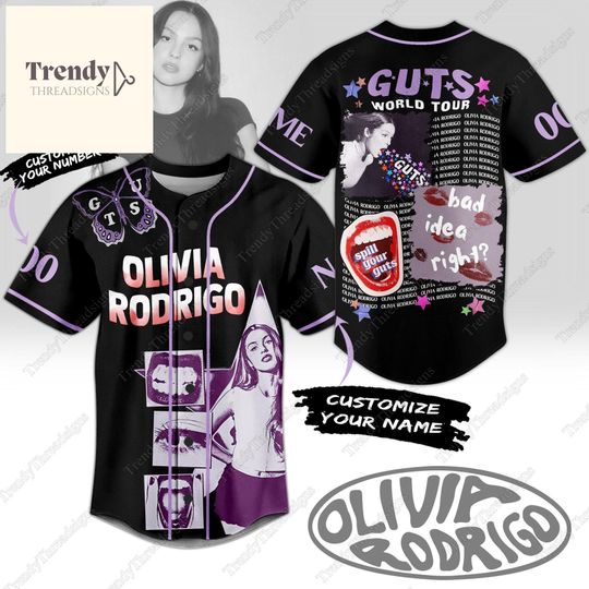 Custom Olivia Rodrigo GUTS Tour 2024 Shirt, Olivia Rodrigo Baseball Jersey