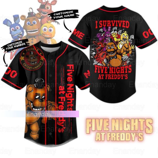 Five Nights At Freddy's Jersey, Custom Five Nights Jersey, Video Game Baseball