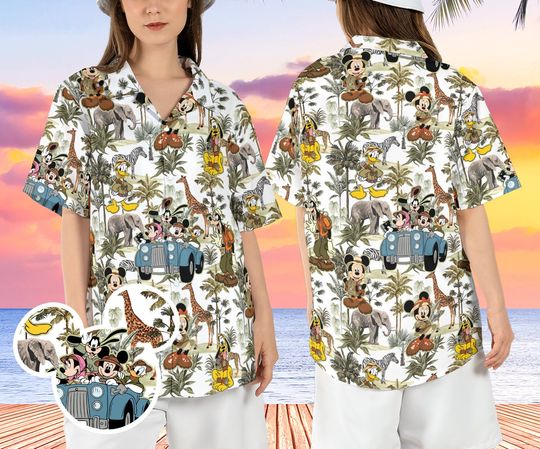 Disneyland Safari Hawaiian Shirt, Mickey Safari Hawaiian Shirt