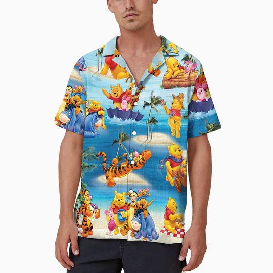 Winnie the Pooh Hawaiian Shirt, Pooh and Friends Button Shirt
