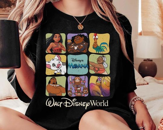 Disney Moana Characters Tamatoa Hei Hei Pua T-shirt