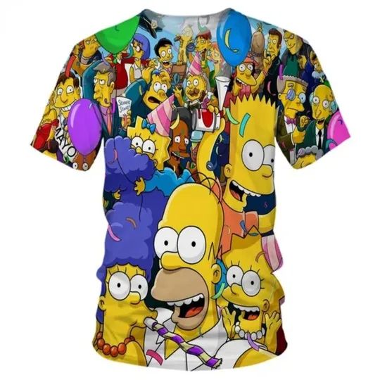 Disney Anime Simpson Themed 3D Print T-Shirt