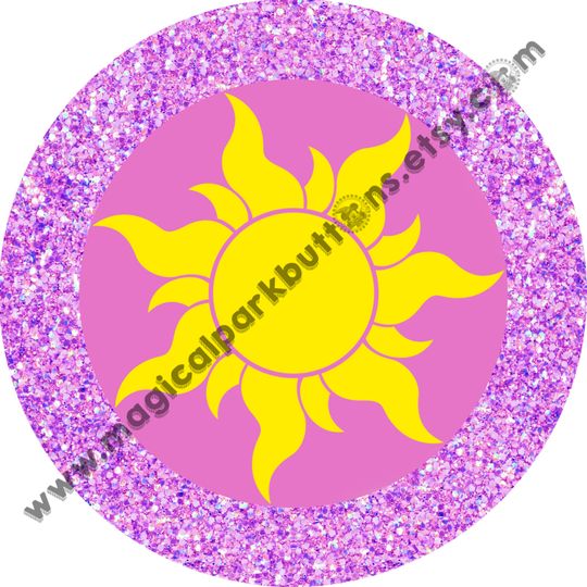 Yellow sun Rapunzel Disney Button, Disney park buttons, Disney park Pin Buttons