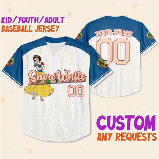 Discover Personalized Princess Snow White Disney Baseball Jersey, Disney Jersey