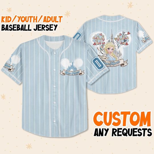 Discover Personalized Disney Princess Elsa Blue Baseball Jersey