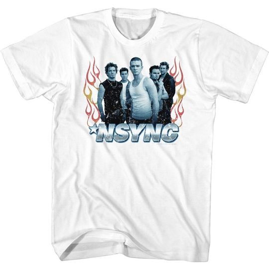NSYNC Flames Group Picture White Shirts