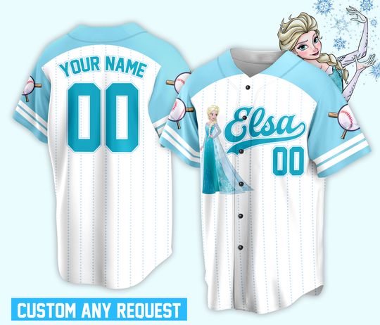 Custom Ddisney Princess Elsa Game Day Baseball Jersey Ddisney Frozen Elsa Baseball