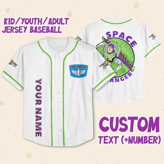 Personalized Buzz Lightyear Space Ranger Disney Baseball Jersey, Disney Jersey