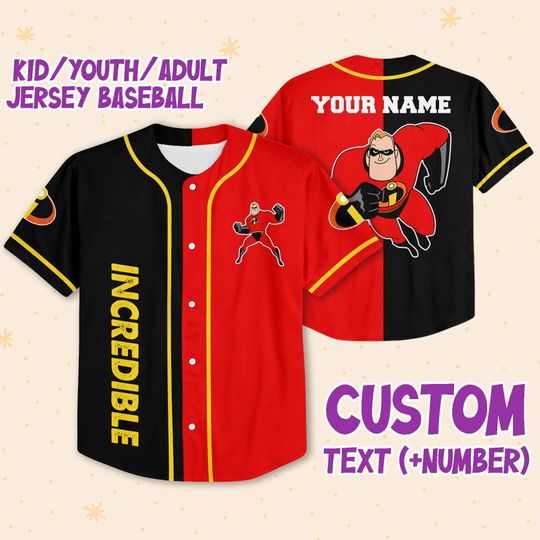 Personalized The Incredibles Disney Baseball Jersey, Disney Jersey