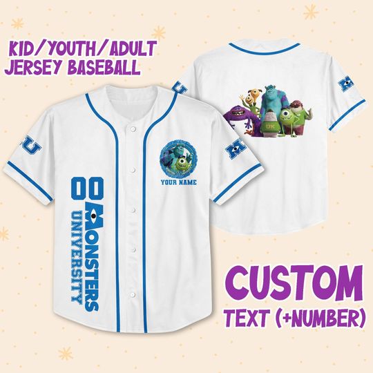 Personalized Monsters Inc University Group Disney Baseball Jersey, Disney Jersey