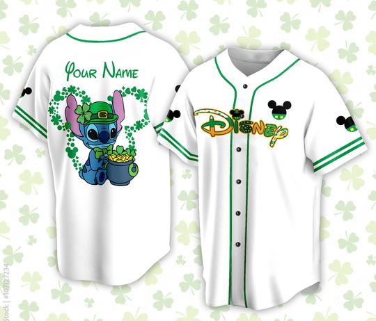 Discover Custom Saint Patrick Day Disneyland Baseball Jersey Personalized Stitch St Patrick Family
